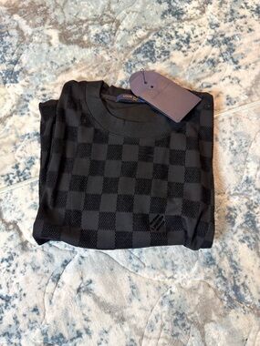 Black Checkerboard Crewneck Sweater - Luxury Designer